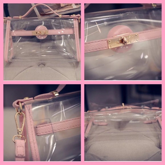 ✨CLEAR OR TRANSPARENT WITH PINK TRIM HANDBAG-NEW✨ - Picture 4 of 8